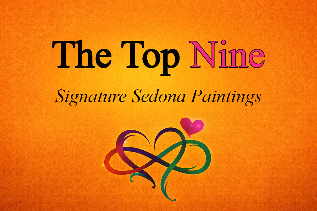 “Most Loved Southwest Sedona Art – The Top Nine title graphic with heart”