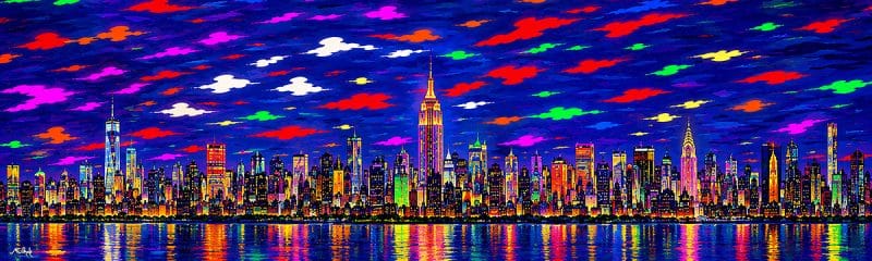 Manhattan Afterglow Super Panorama New York City skyline artwork