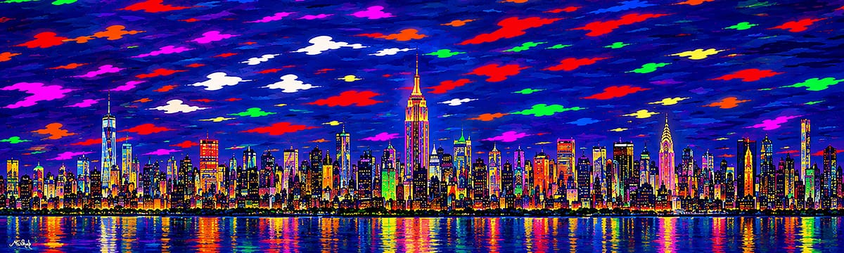 Manhattan Afterglow Super Panorama New York City skyline artwork
