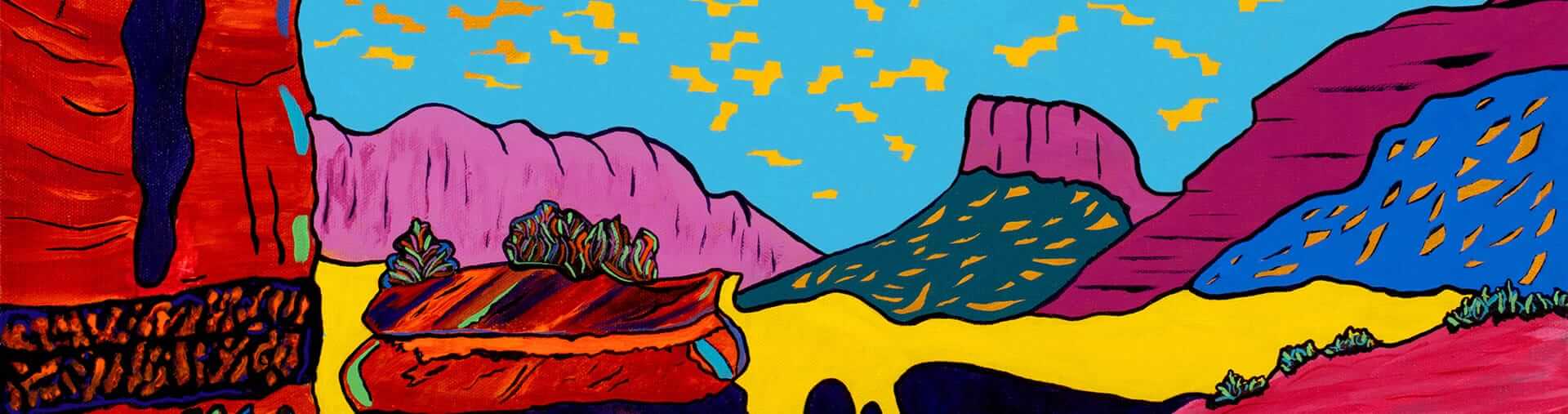 “Banner image of ‘Lover’s View’ painting by Clark Sheppard – glowing Sedona sunset with symbolic red rocks and romantic desert sky.”